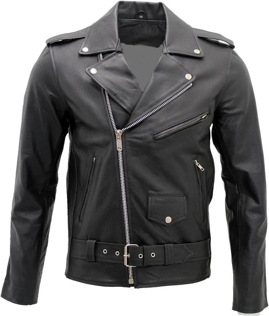 Men's Stylish Brando Casual Black Leather Biker Jacket