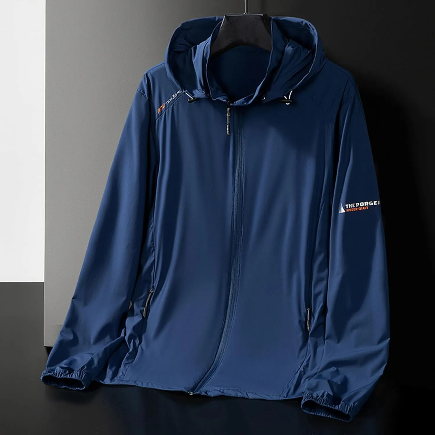 Mens Sun Protection Jacket Hoodie UPF 50  Rash Guard Lightweight Windbreaker Outdoor Zip Up Water Resistant Coat