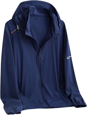 Mens Sun Protection Jacket Hoodie UPF 50  Rash Guard Lightweight Windbreaker Outdoor Zip Up Water Resistant Coat
