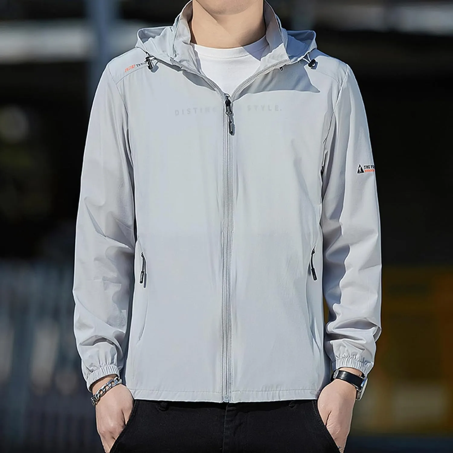 Mens Sun Protection Jacket Hoodie UPF 50  Rash Guard Lightweight Windbreaker Outdoor Zip Up Water Resistant Coat
