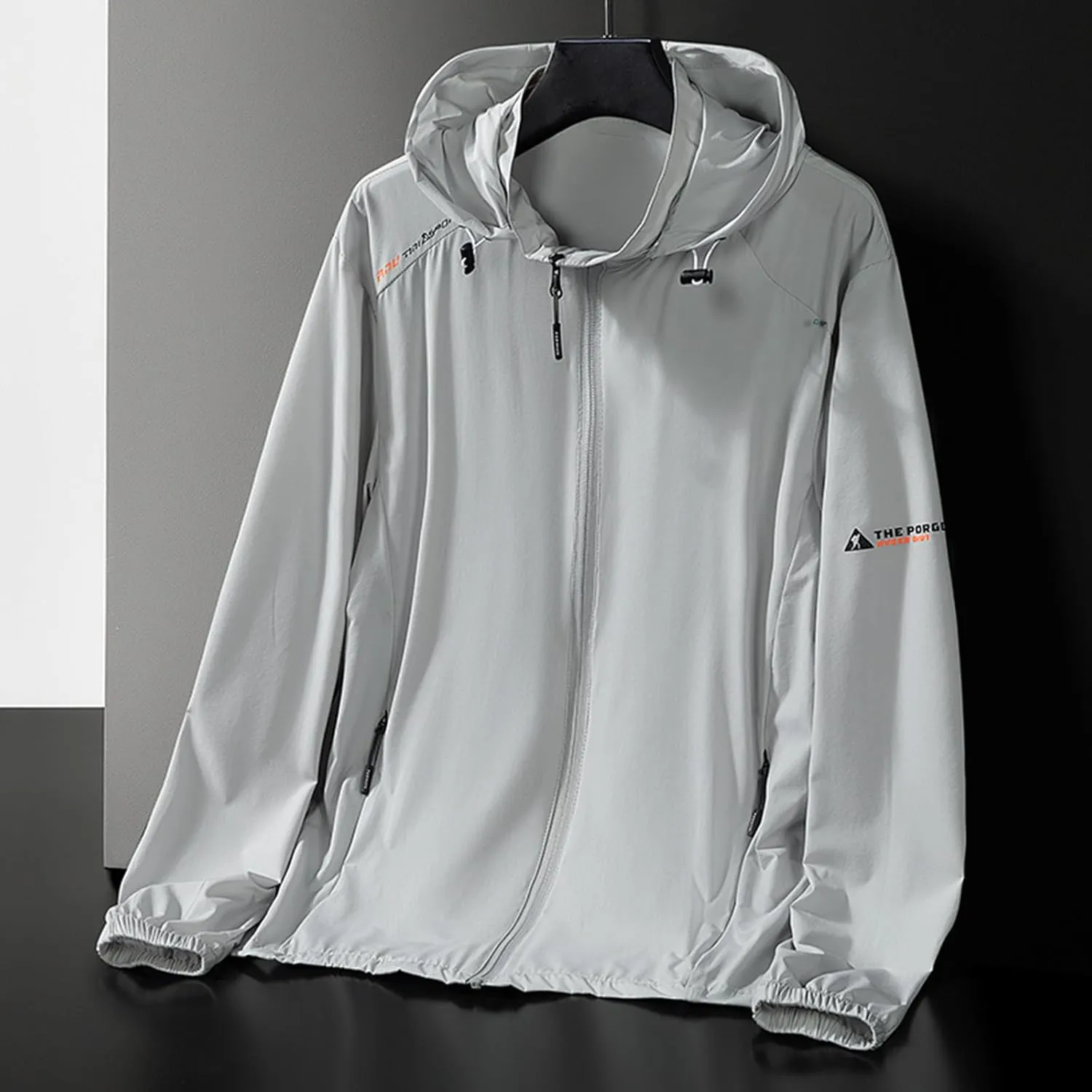 Mens Sun Protection Jacket Hoodie UPF 50  Rash Guard Lightweight Windbreaker Outdoor Zip Up Water Resistant Coat