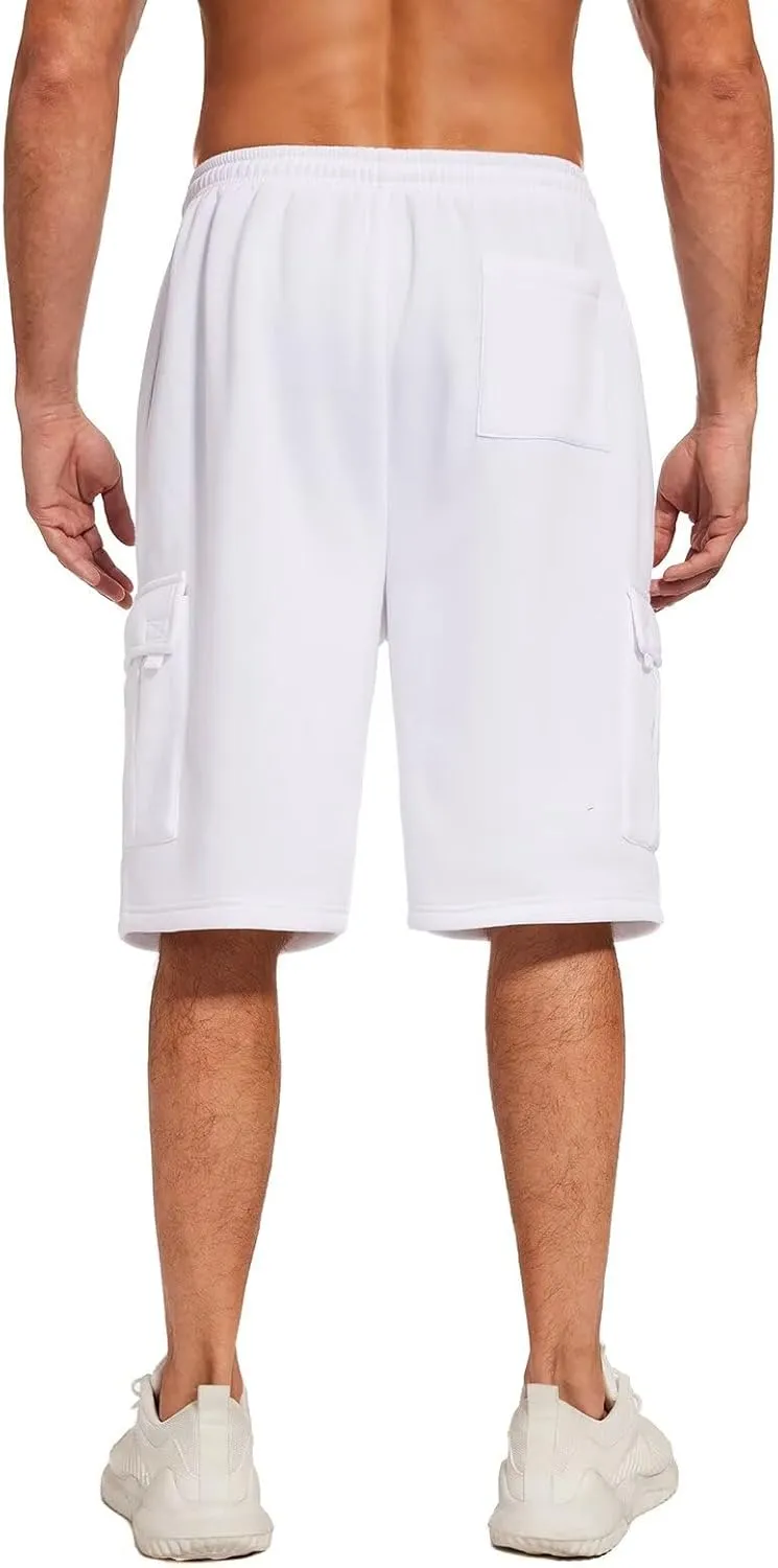 Mens Sweat Shorts with Cargo Pockets Athletic Fleece Short Pants Summer Outerwear
