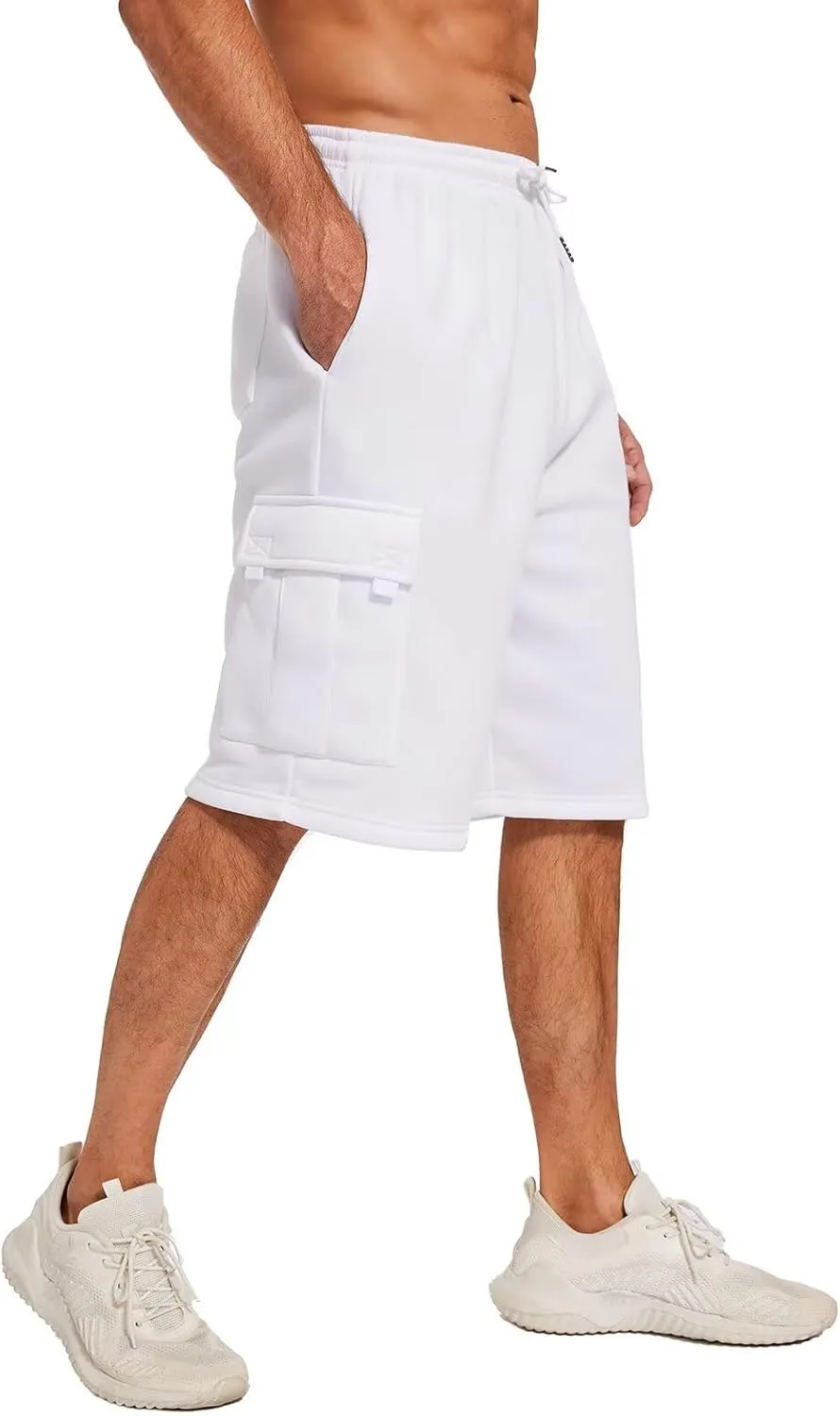 Mens Sweat Shorts with Cargo Pockets Athletic Fleece Short Pants Summer Outerwear