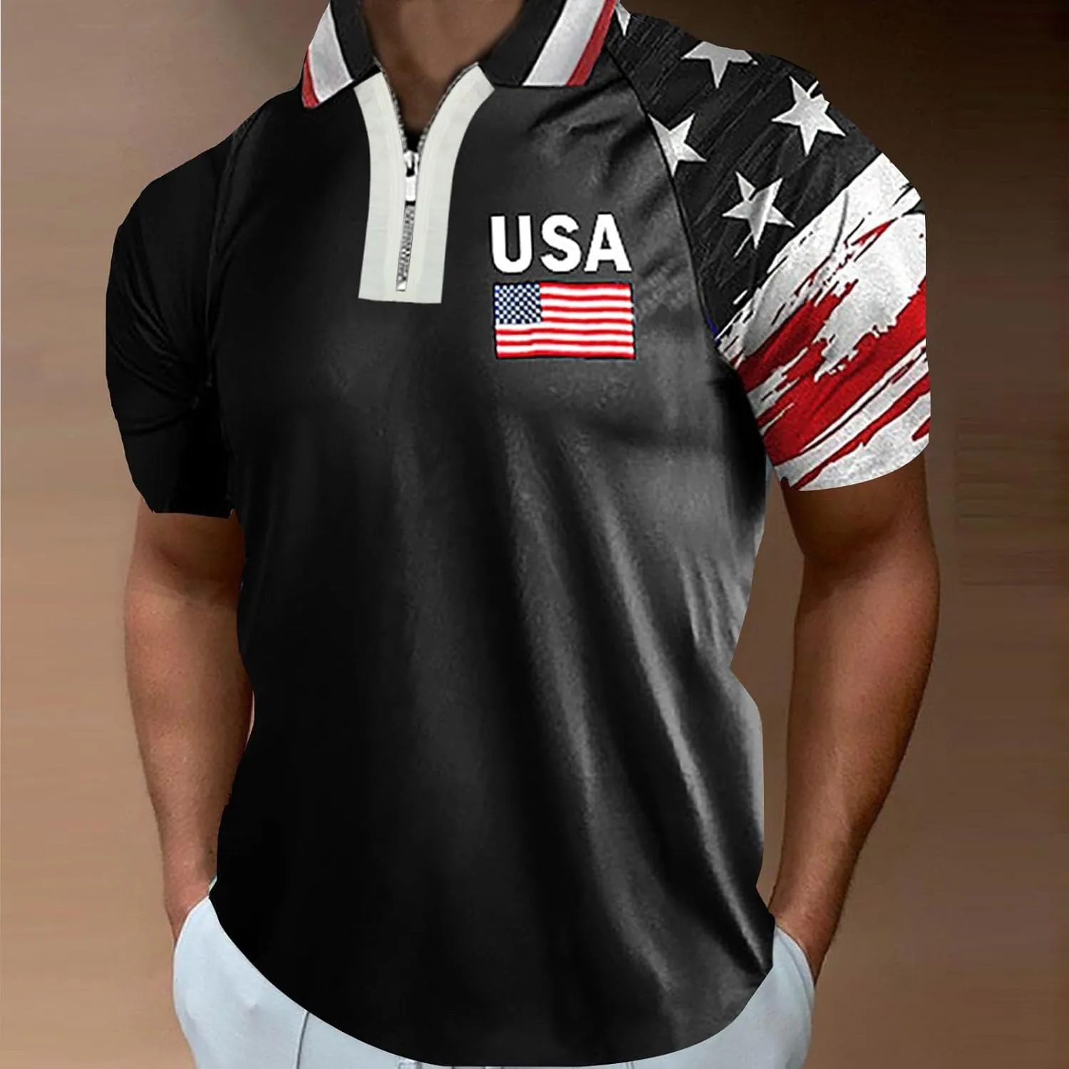 Mens T Shirts Casual Short Sleeve Performance Patriotic Shirt Funny Shirt Golf Shirts for Men Casual Classic