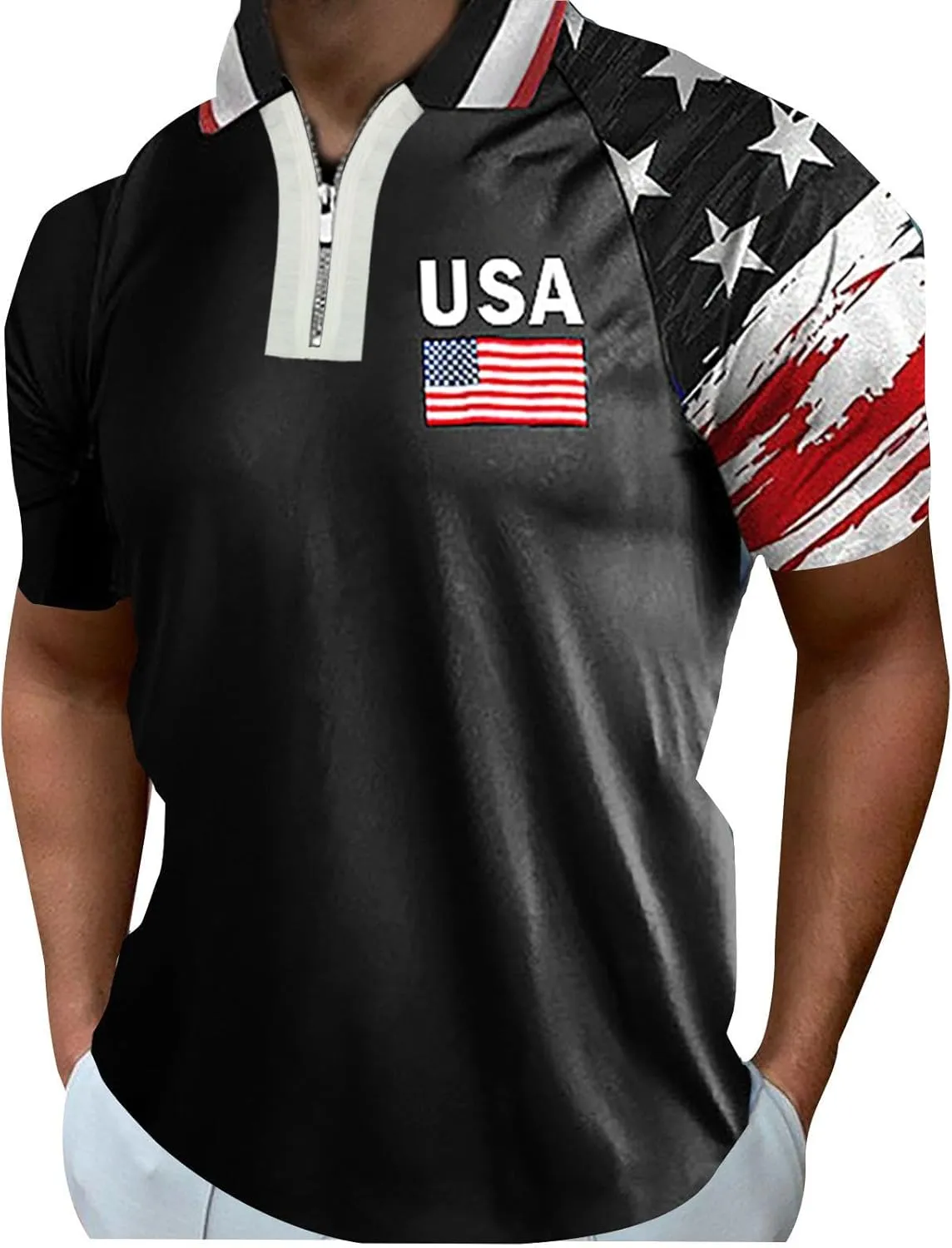 Mens T Shirts Casual Short Sleeve Performance Patriotic Shirt Funny Shirt Golf Shirts for Men Casual Classic
