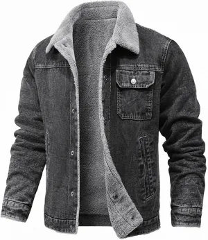 Mens Thick Thermal Winter Jacket Full Zip Front Fleece Lined Military Jacket Casual Warm Cargo Coat Working Jackets