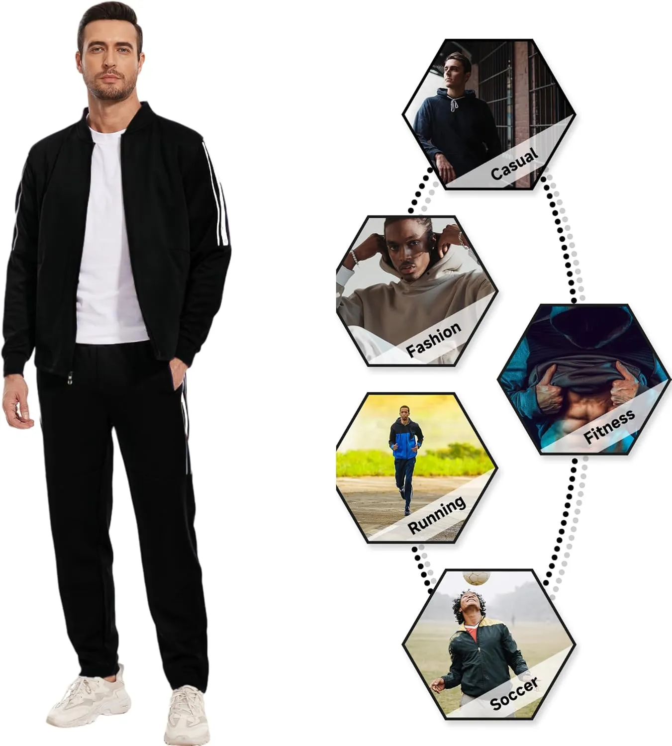 Men's Tracksuits Sweatsuits 2 Piece Casual Sweat Jogging Suit Set Athletic Full Zip Hoodies and Sweatpant Outfits