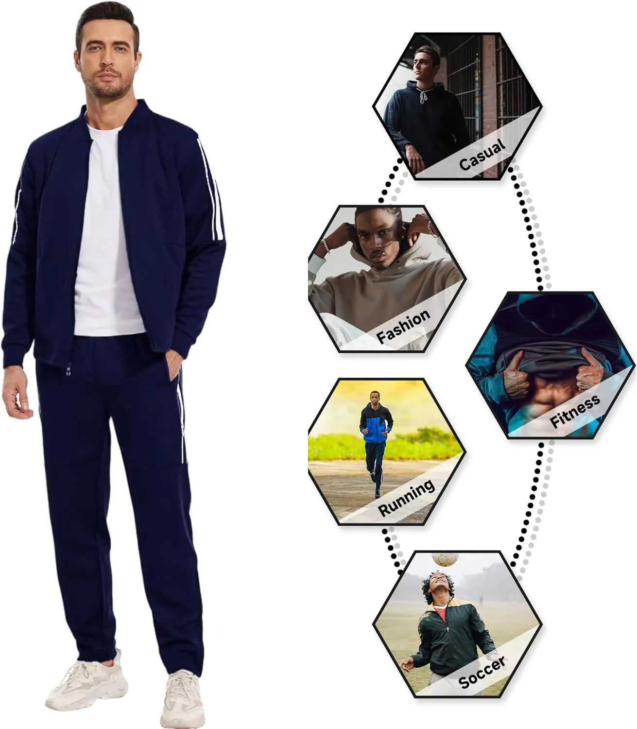 Men's Tracksuits Sweatsuits 2 Piece Casual Sweat Jogging Suit Set Athletic Full Zip Hoodies and Sweatpant Outfits