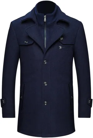 Mens Trench Coat Slim Fit Single Breasted Long Jacket Notched Lapel Belt Fall Windproof Coat Windbreaker Lapel Jacket