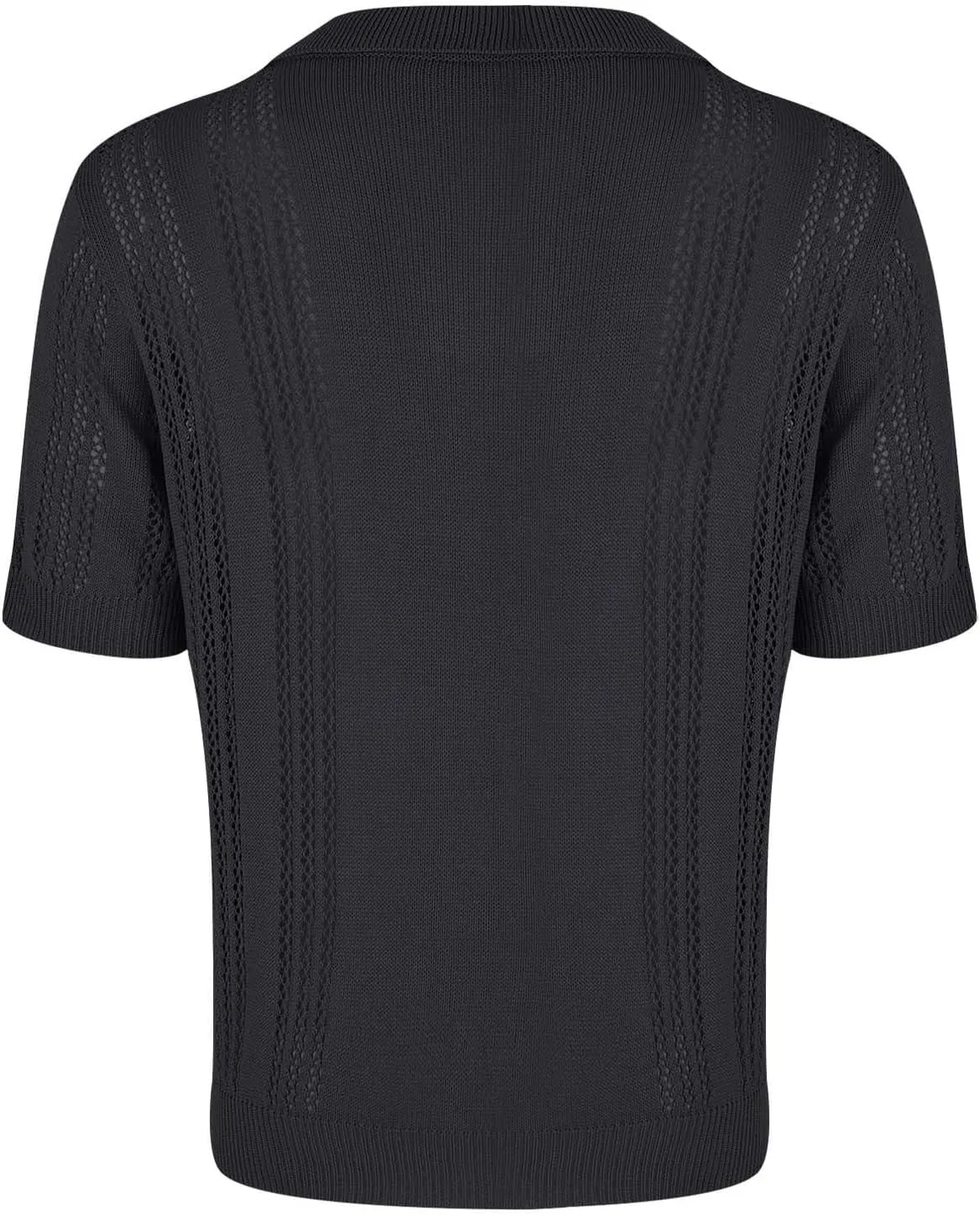 Mens V Neck Polo Shirts, Men Knit Polo Shirts Muscle Polo Shirts for Men, Vintage Ribbed Knit Soft Short Sleeve