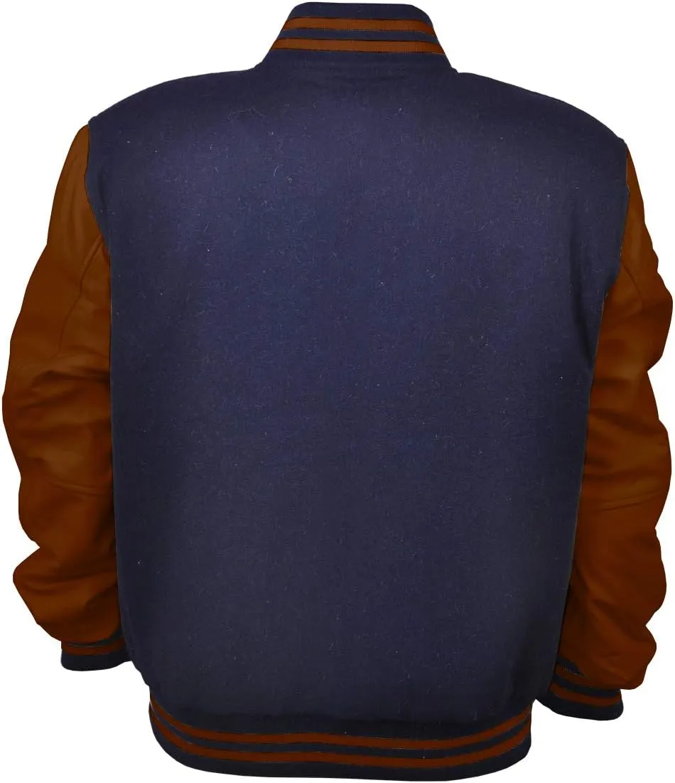 Men's Varsity Jacket Fleece Faux Leather Arms Letterman College Adult Jackets