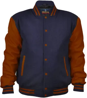 Men's Varsity Jacket Fleece Faux Leather Arms Letterman College Adult Jackets