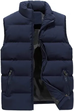 Men's Vest Jacket Puffer Vest Autumn/Winter Fashion Solid Colour Warm Down Cotton Zip Vest Mens, S-5XL