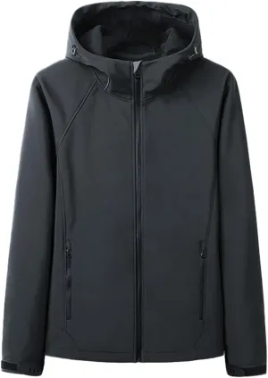 Men's Waterproof Jackets Cozy Shell Hiking Windbreaker Jacket Hooded Fleece Rain Coats Multi-Pockets Outdoor Fishing