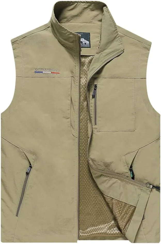 Mens Work Vest Summer Travel Photo Vest Cargo Sleeveless Jackets with Pockets