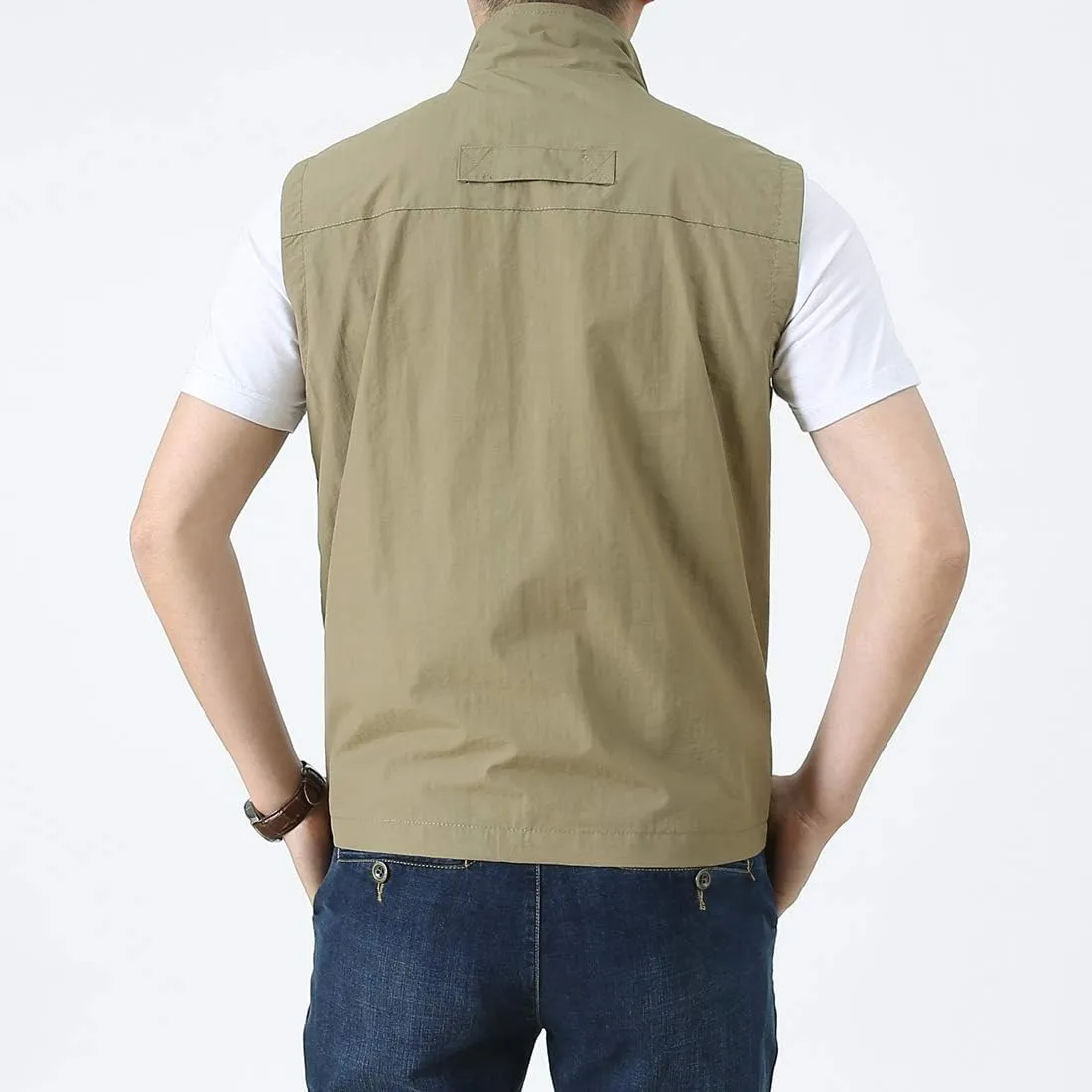 Mens Work Vest Summer Travel Photo Vest Cargo Sleeveless Jackets with Pockets
