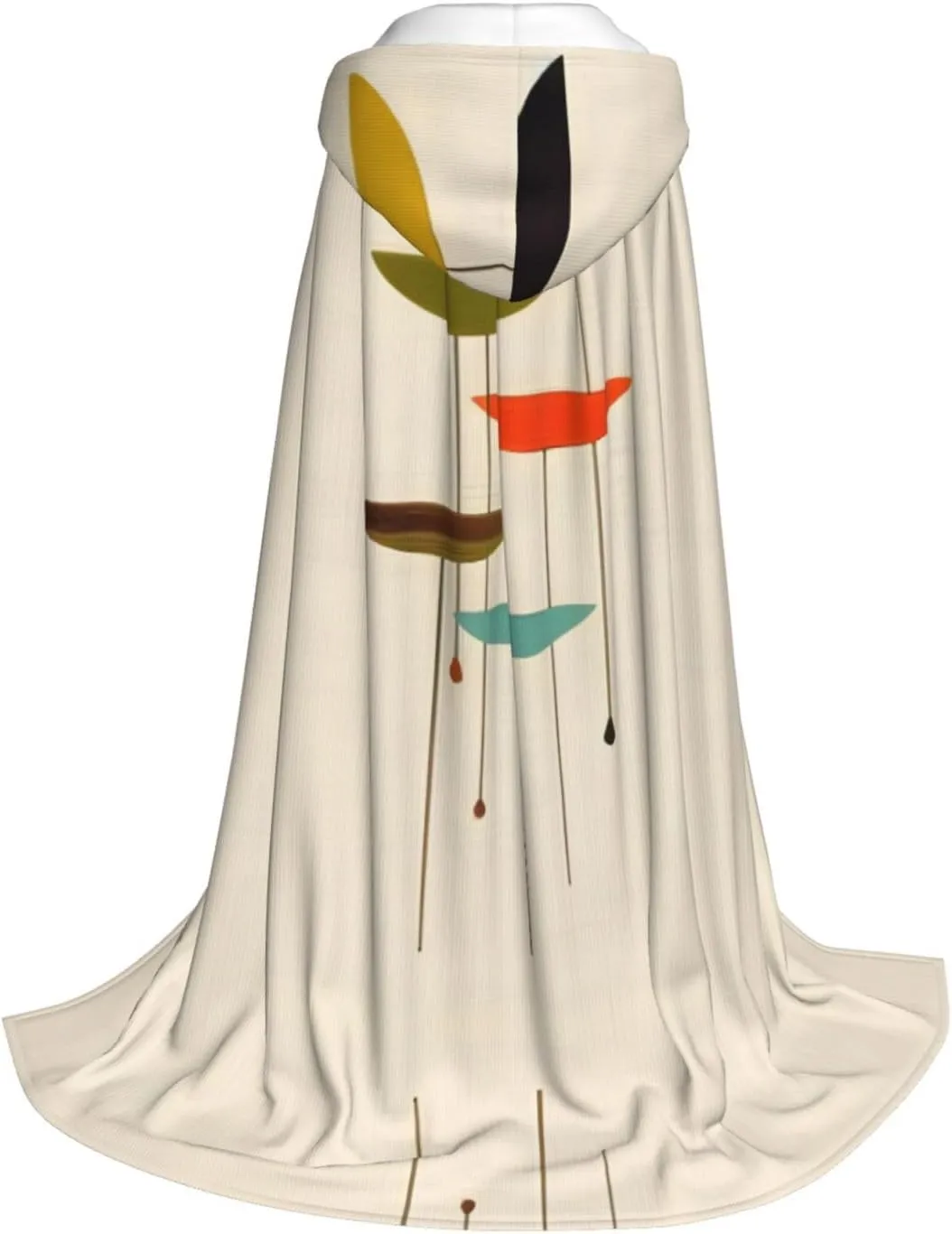 Mid Century Modern Prints Hooded Cloak Coat Winter Warm Long Cloak Cosplay Costumes Outerwear Carnivals Hoodies Capes
