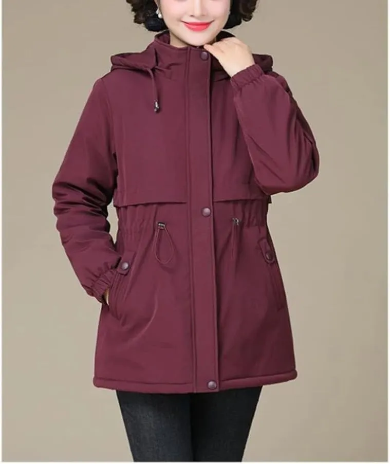 Mid-Length Hooded Parkas Women Casual Winter Thicken Cotton Padded Coats
