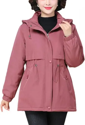 Mid-Length Hooded Parkas Women Casual Winter Thicken Cotton Padded Coats
