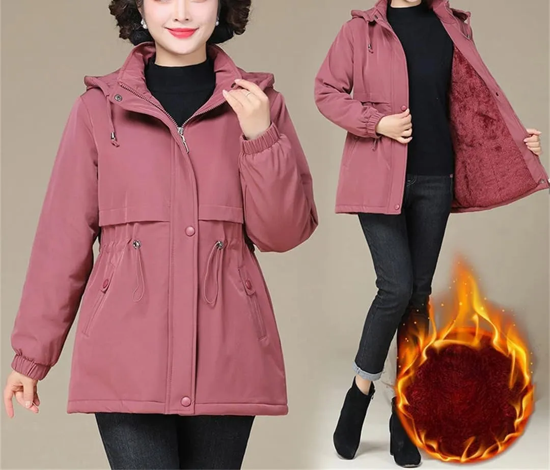 Mid-Length Hooded Parkas Women Casual Winter Thicken Cotton Padded Coats
