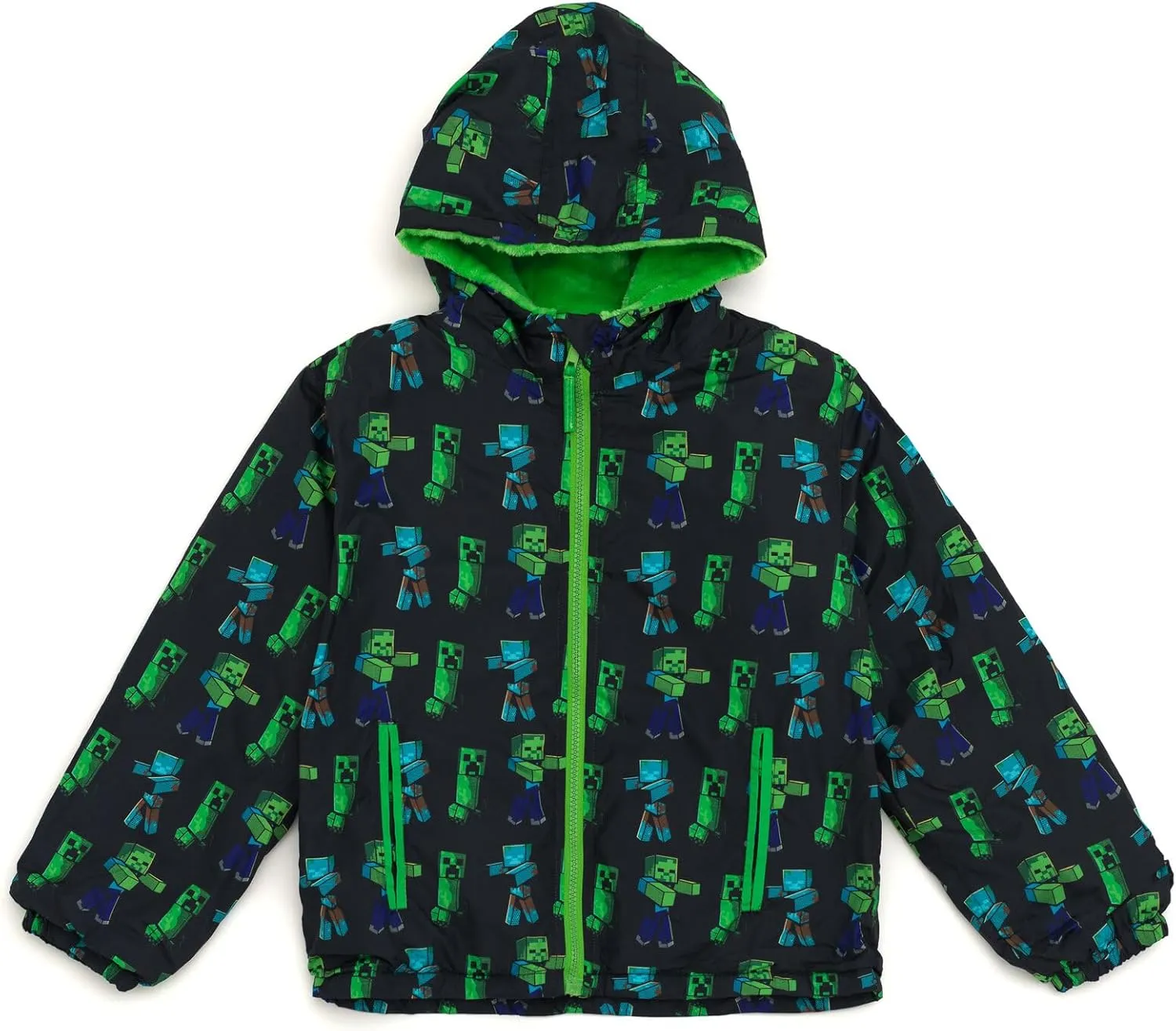 Minecraft Zip Up Waterproof Rain Jacket Little Kid to Big Kid Sizes (5-6 - 12)