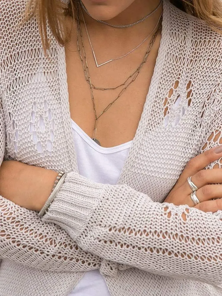 Misassy Womens Open Front Knit Sheer Cardigans Summer Boho Lightweight Long Sleeve Kimono Long Sweater