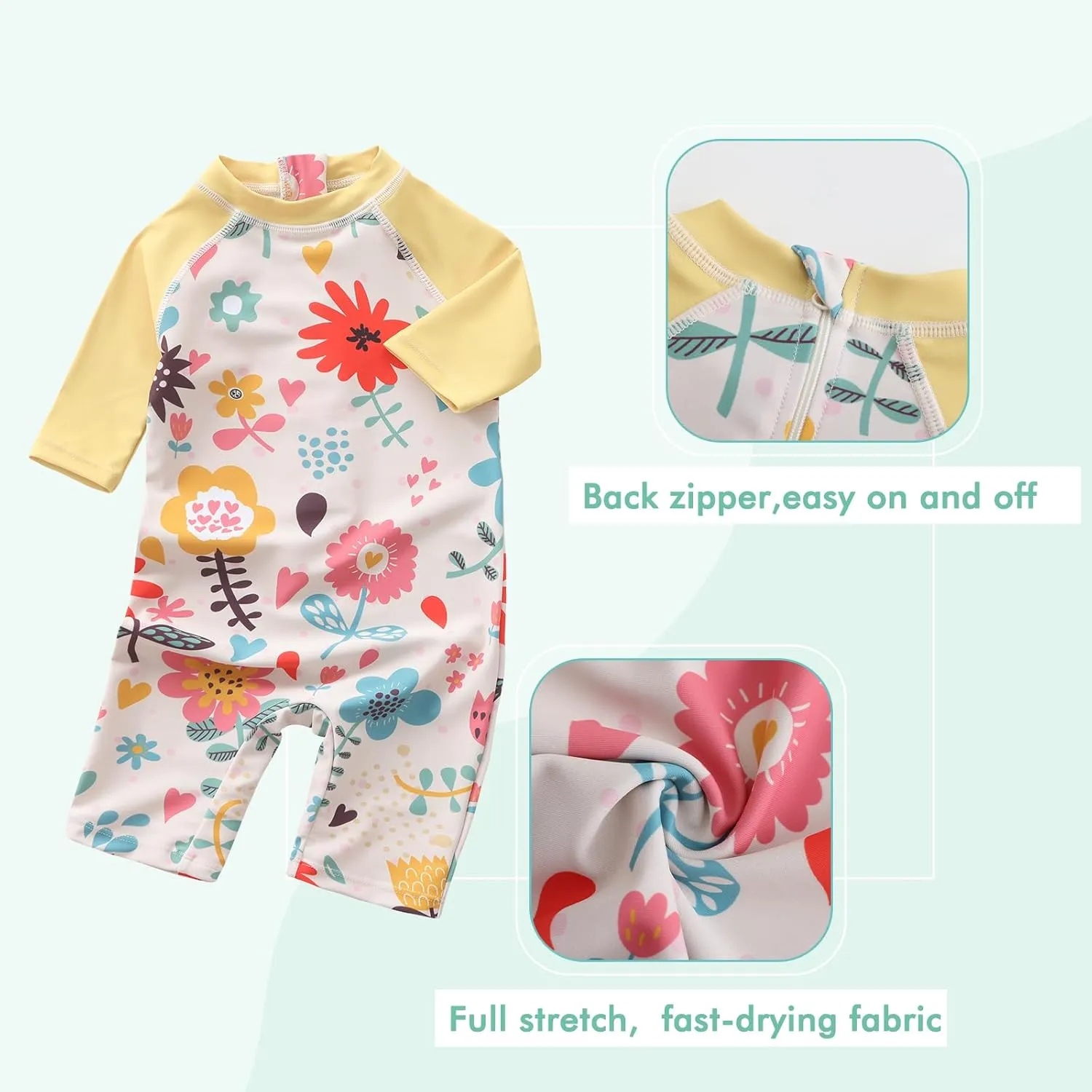 Moon Tree Baby Girls Rash Guard Swimsuits for Toddler Girls Short Sleeve Sunsuits One Piece Bathing Suits Beach Swimwear