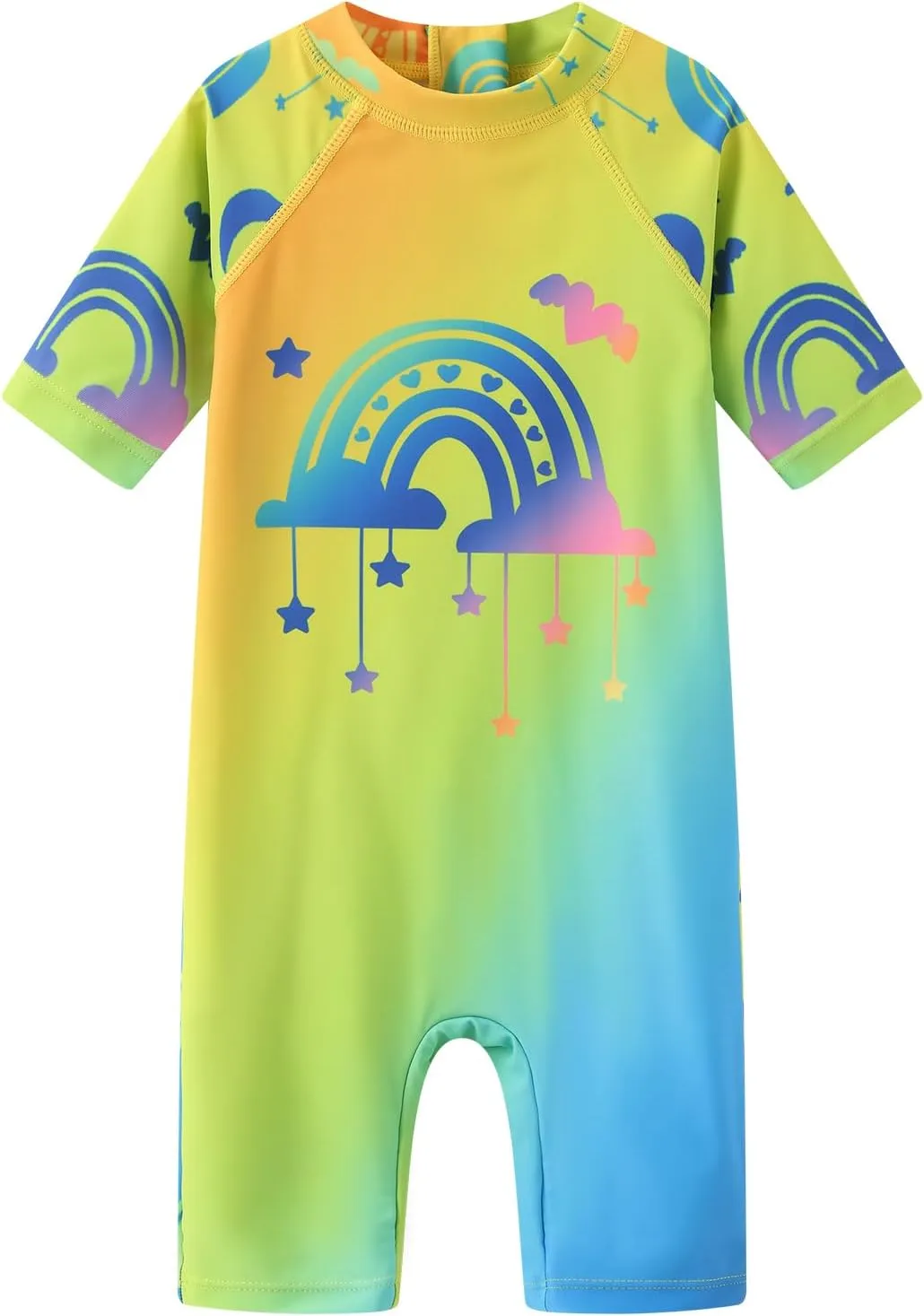 Moon Tree Baby Girls Rash Guard Swimsuits for Toddler Girls Short Sleeve Sunsuits One Piece Bathing Suits Beach Swimwear