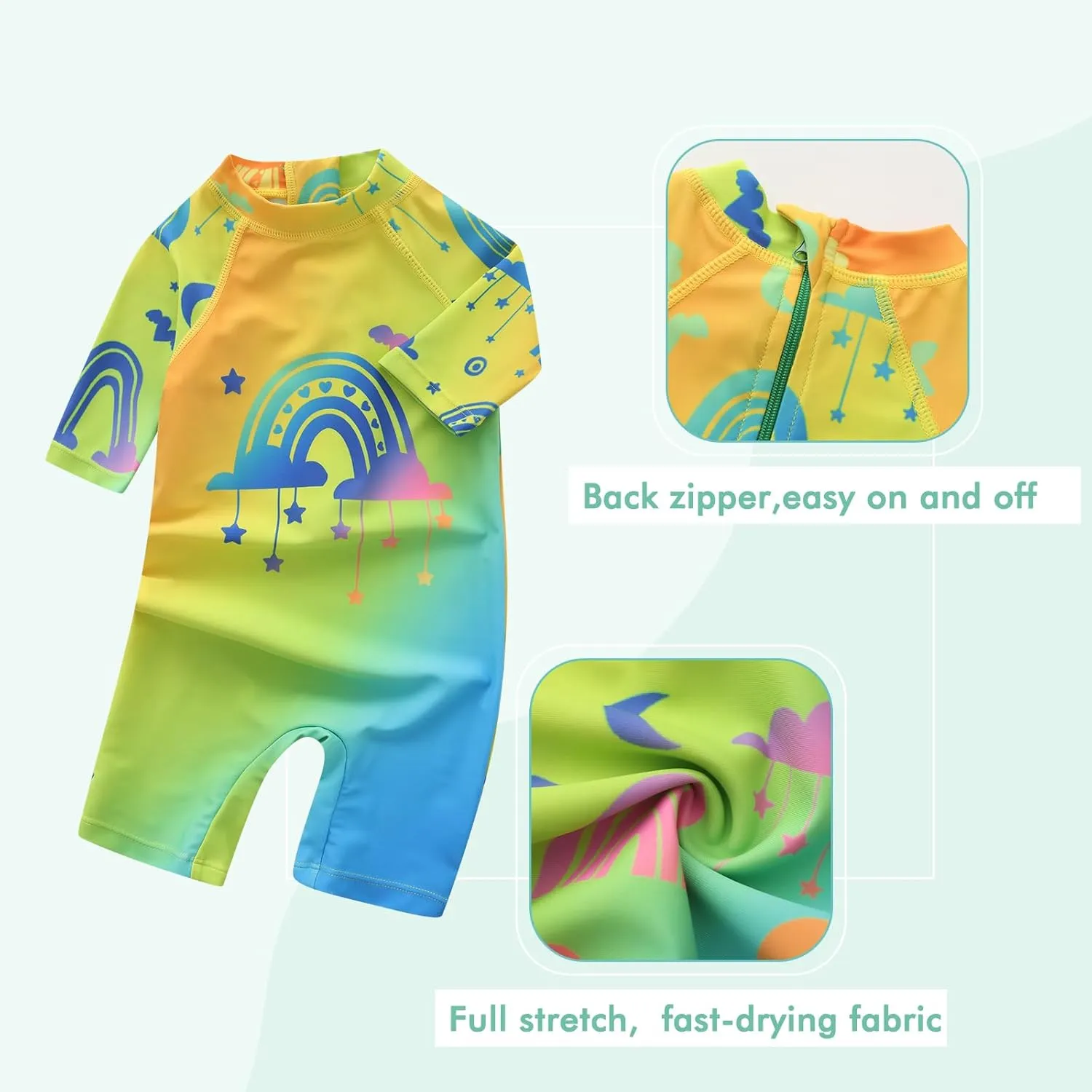 Moon Tree Baby Girls Rash Guard Swimsuits for Toddler Girls Short Sleeve Sunsuits One Piece Bathing Suits Beach Swimwear