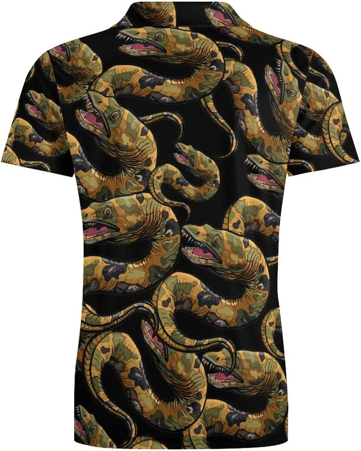 Moray EEL Camouflage Men's Polo Shirt Short Sleeve Print T Shirt Slim Fit Golf Shirt Collared Tee Casual Top