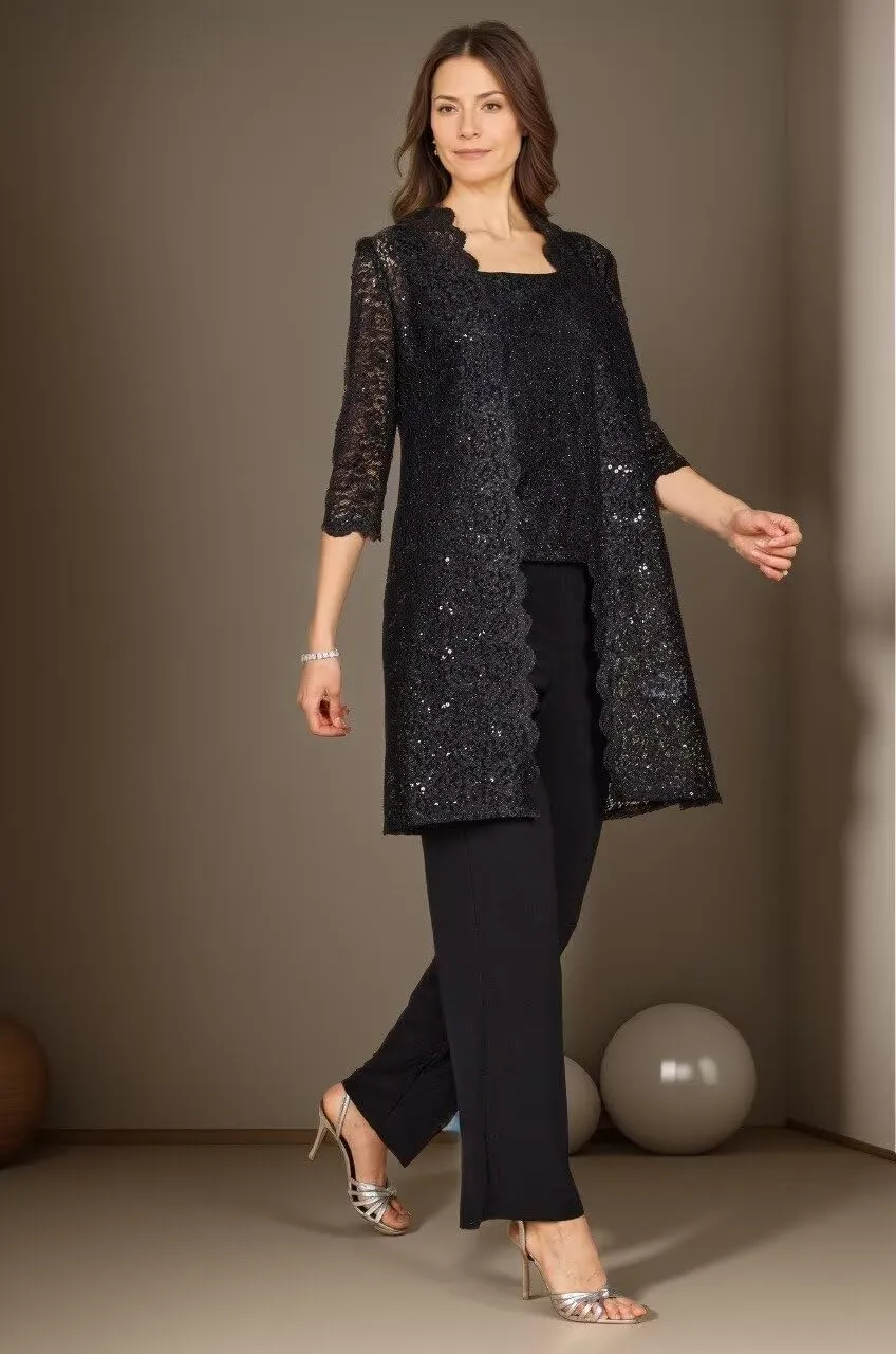 Mother of The Bride Pants Suit for Women 3 Pieces Laces Formal Pantsuits for Wedding Guest with Jackets