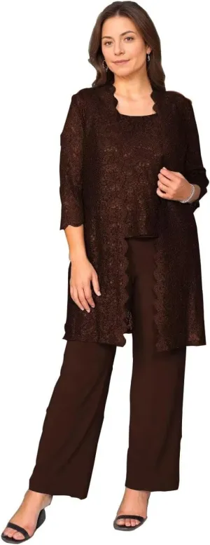 Mother of The Bride Pants Suit for Women 3 Pieces Laces Formal Pantsuits for Wedding Guest with Jackets