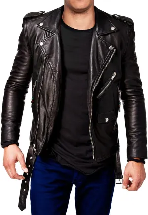 Motorcycle Jackets for Men - Slim Fit Biker Black Leather Jacket