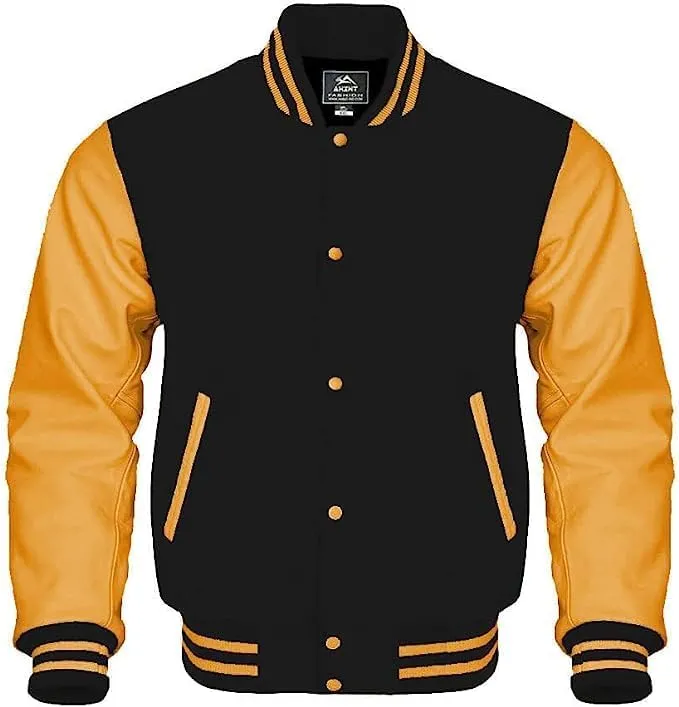 Mount Helicon Varsity Letterman Baseball Bomber Jackets Genuine Leather Sleeves & Multi Wool Color Options