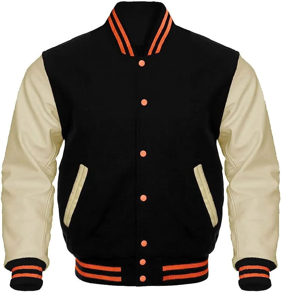 Mount Helicon Varsity Letterman Baseball Bomber Jackets Genuine Leather Sleeves & Multi Wool Color Options