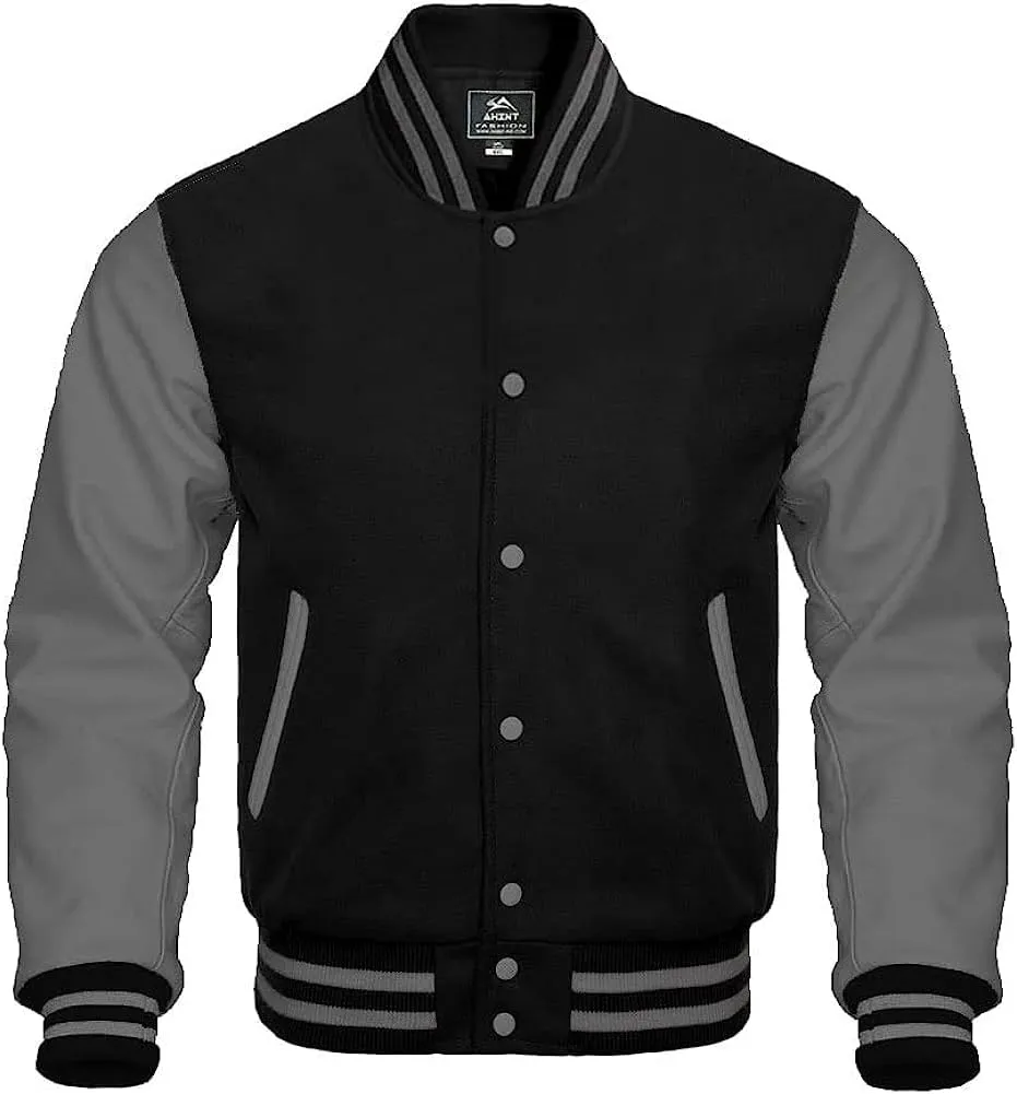 Mount Helicon Varsity Letterman Baseball Bomber Jackets Genuine Leather Sleeves & Multi Wool Color Options