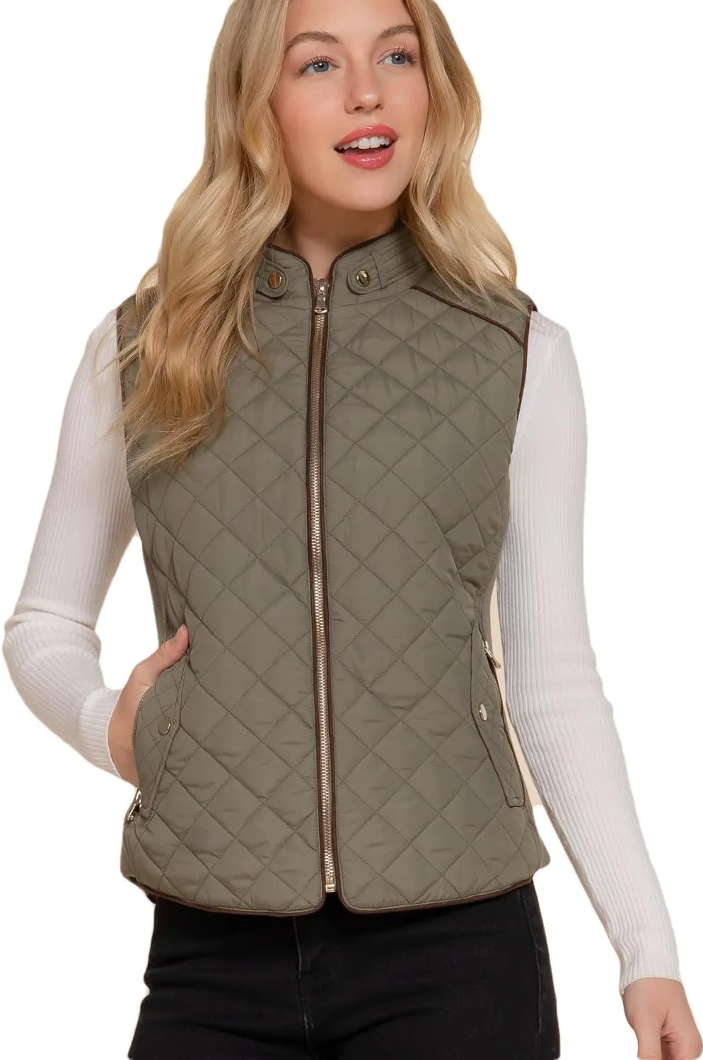 NE PEOPLE Womens Lightweight Quilted Padding Zip Up Vest Gilet(S-3XL)