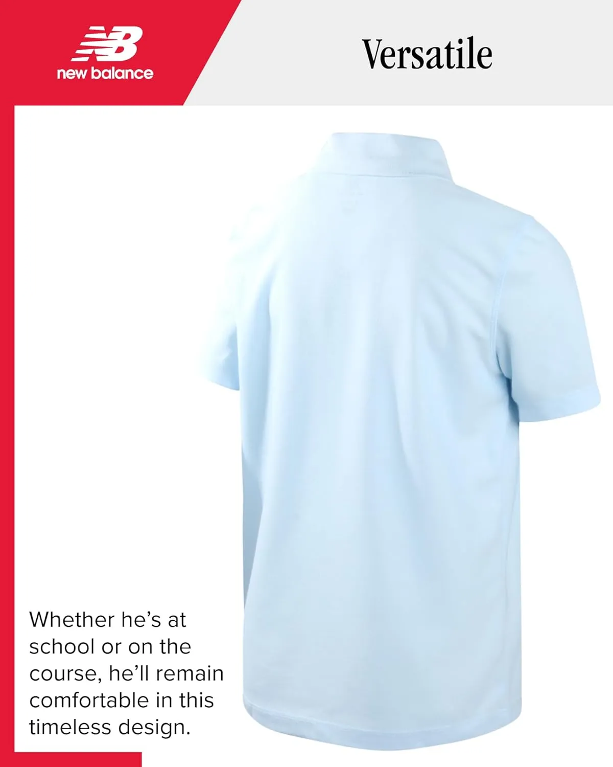 New Balance Boys' Polo T-Shirt - Short Sleeve Dry Fit Shirt for Boys' - Performance Collared Golf Shirt (8-20)