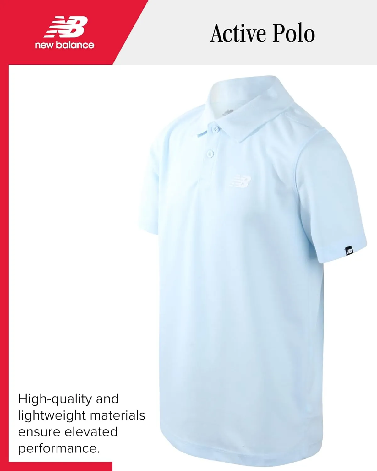 New Balance Boys' Polo T-Shirt - Short Sleeve Dry Fit Shirt for Boys' - Performance Collared Golf Shirt (8-20)