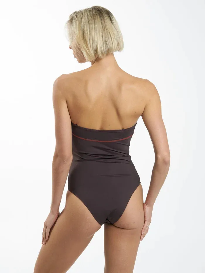 Nexus Strapless One Piece in Chocolate Plum