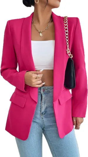 Nihsatin Women's Business Casual Blazer Lapel Collar Open Front Long Sleeve Jackets