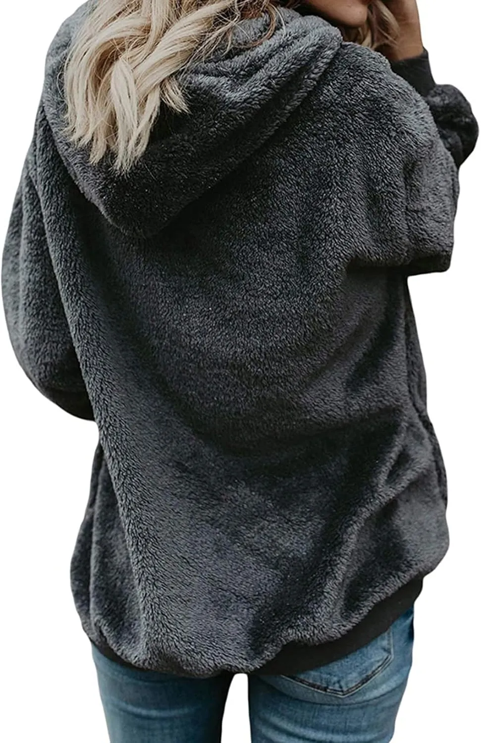 Nirovien Womens Sherpa Jacket Fuzzy Zip Up Hoodie Oversized Fleece Jackets Fluffy Coat with Pockets