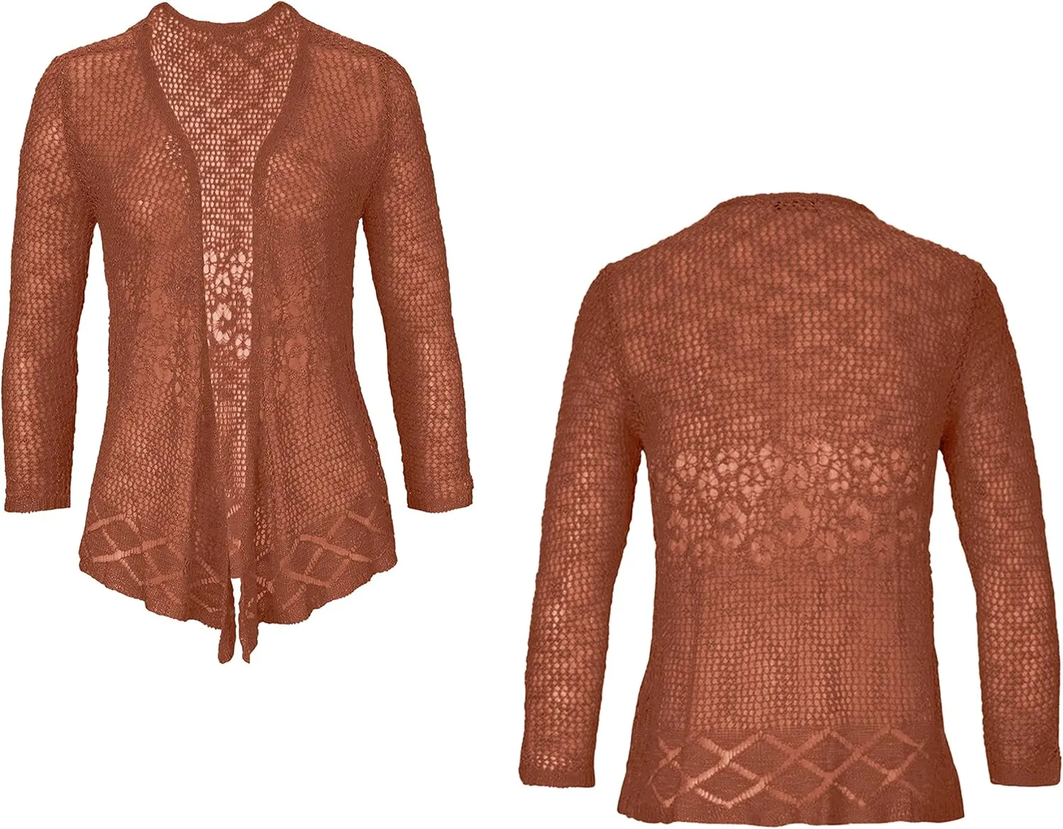 Nulibenna Womens Sheer Shrug Sweaters 3/4 Sleeve Open Front Tie Cardigan Bolero Jacket Lightweight Crochet Knit Cover Up Tops
