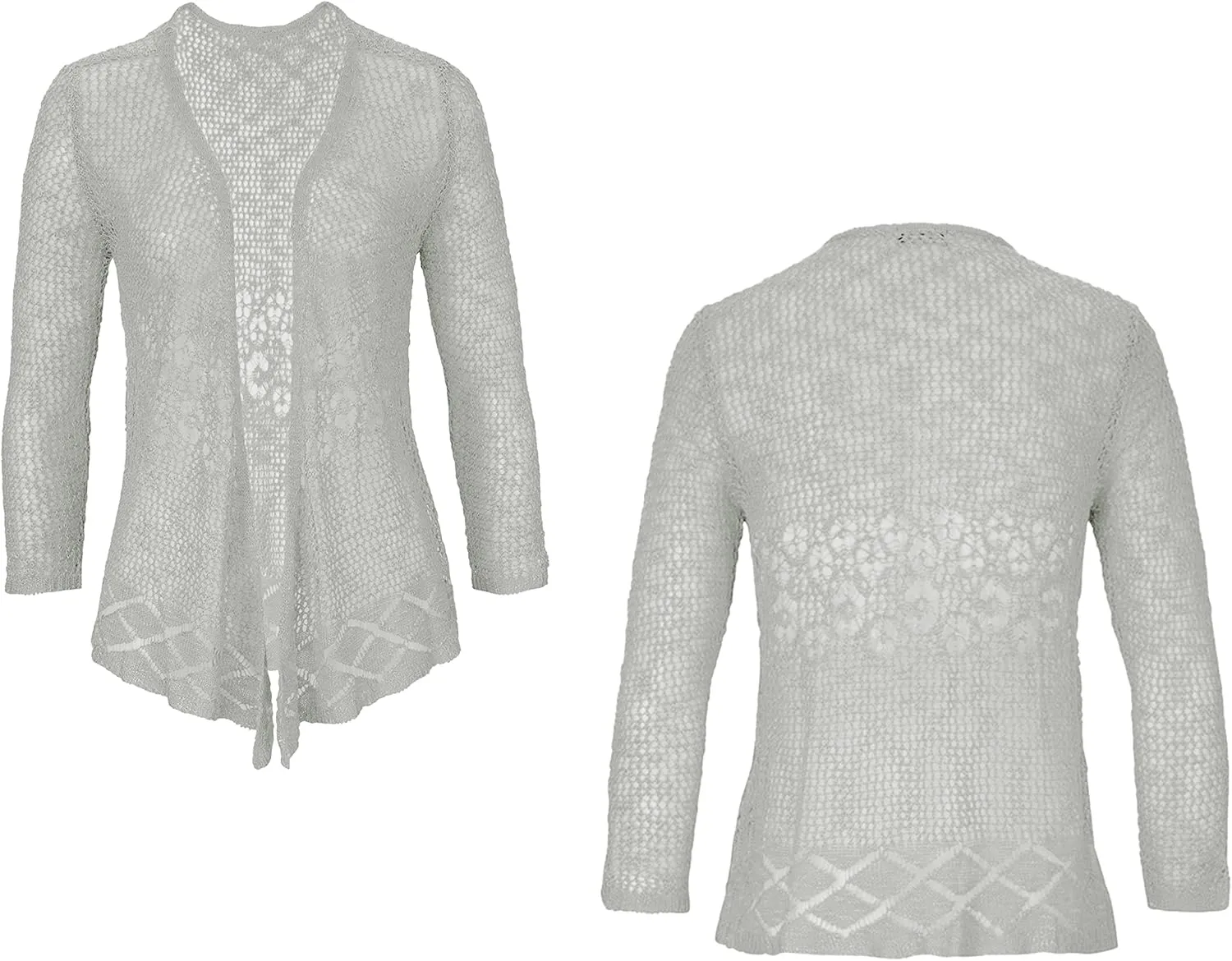 Nulibenna Womens Sheer Shrug Sweaters 3/4 Sleeve Open Front Tie Cardigan Bolero Jacket Lightweight Crochet Knit Cover Up Tops