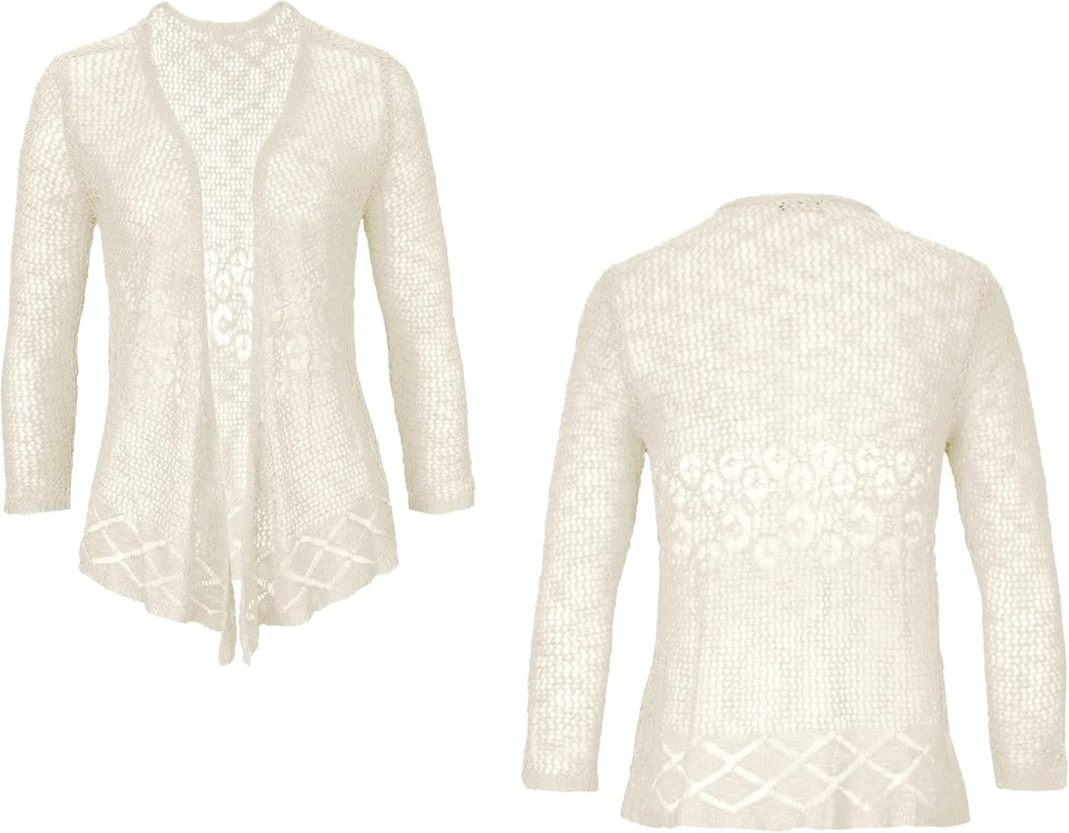 Nulibenna Womens Sheer Shrug Sweaters 3/4 Sleeve Open Front Tie Cardigan Bolero Jacket Lightweight Crochet Knit Cover Up Tops