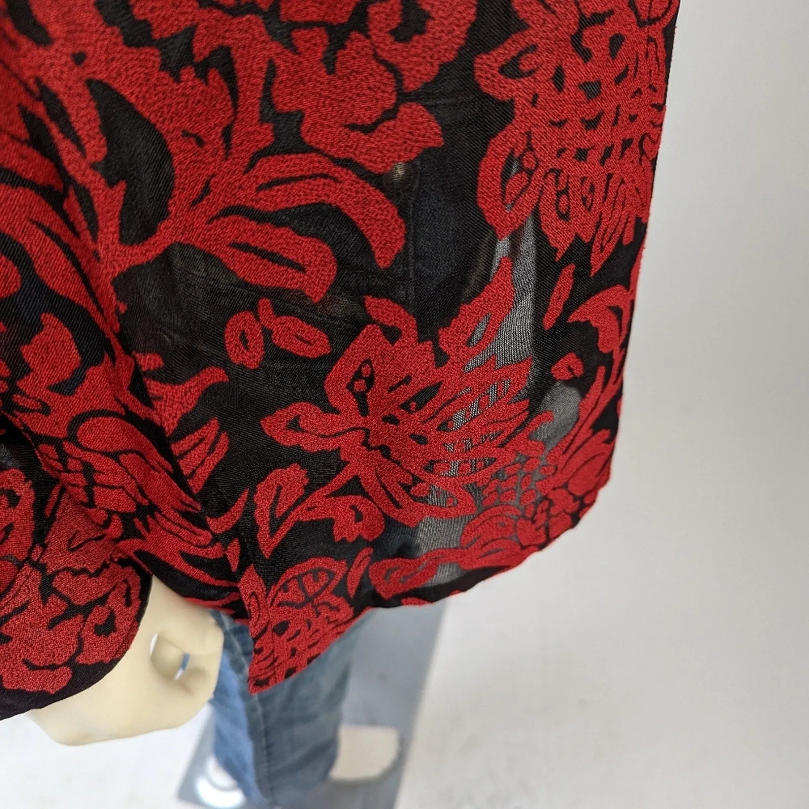 NWT Sheer Floral Button Front Shirt  M