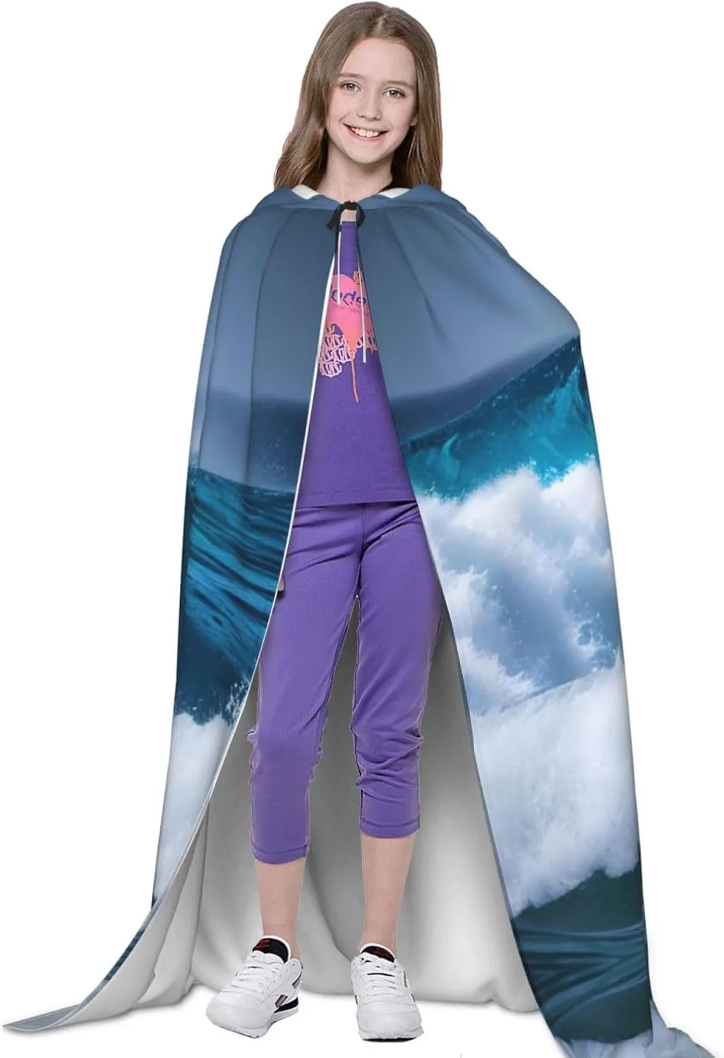 Ocean Wave Hooded Cloak Coat Winter Warm Long Cloak Cosplay Costumes Outerwear Carnivals Hoodies Capes