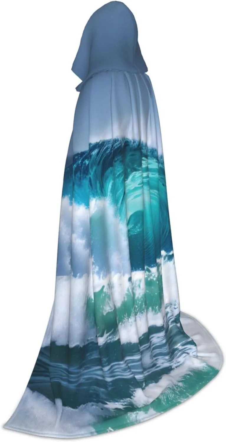 Ocean Wave Hooded Cloak Coat Winter Warm Long Cloak Cosplay Costumes Outerwear Carnivals Hoodies Capes