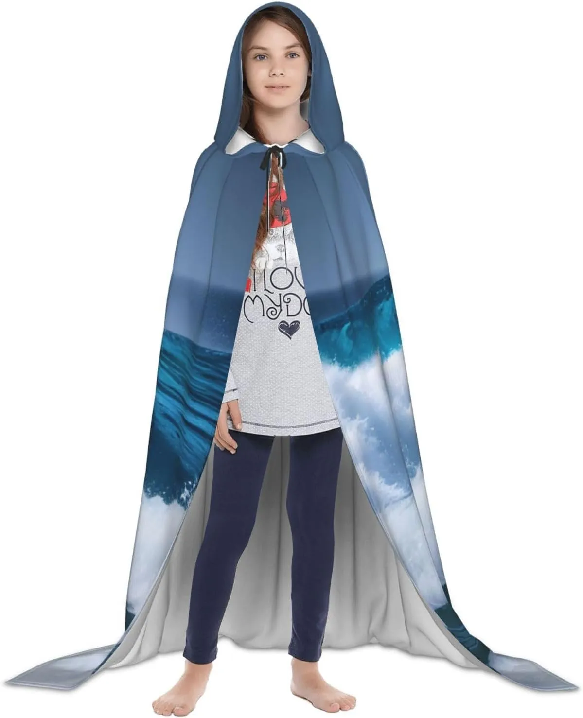 Ocean Wave Hooded Cloak Coat Winter Warm Long Cloak Cosplay Costumes Outerwear Carnivals Hoodies Capes