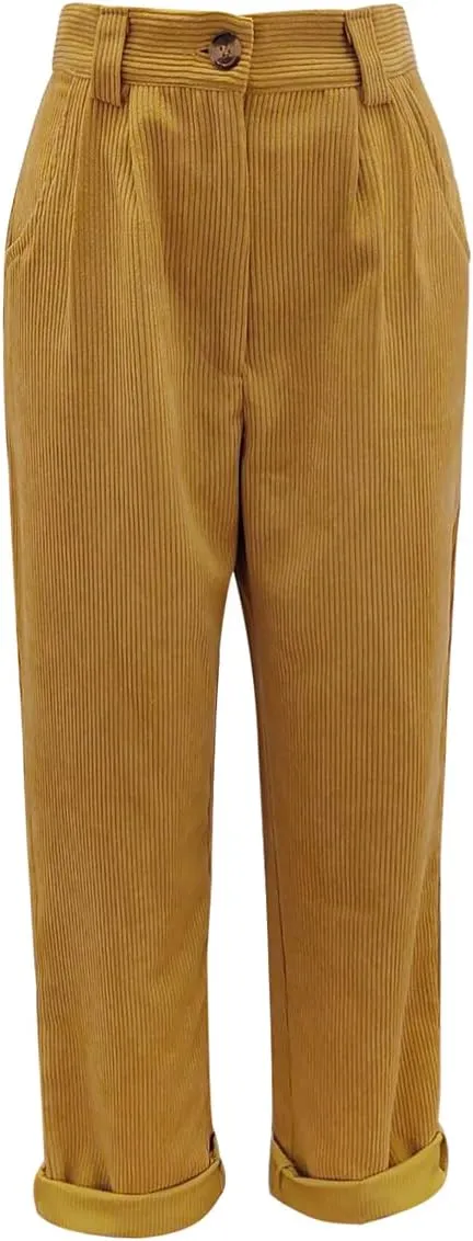ODIZLI Corduroy Pants for Women Straight Leg Pants High Waisted Casual Loose Comfy Trousers with Pockets